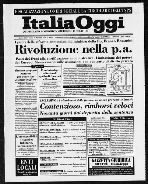 Italia oggi : quotidiano di economia finanza e politica